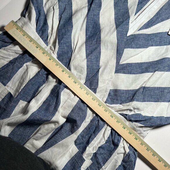 Ashley Stewart Maxi Dress Women’s Size 22 Striped Blue & White Pockets Zipper - Picture 15 of 15